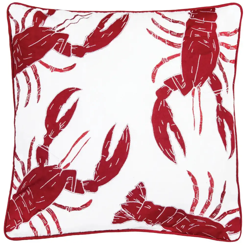 Embellished Coastal Lobster Throw Pillow - 18" X 18" 1
