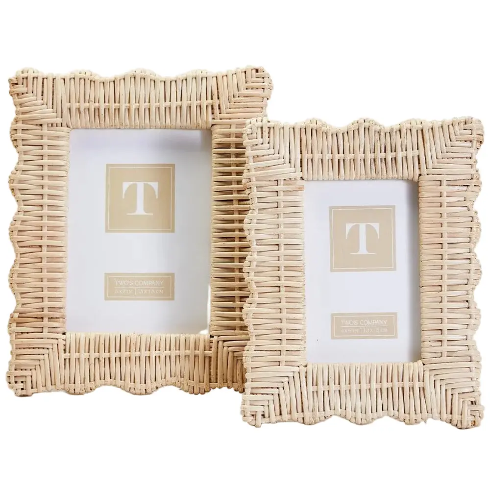 Two's Co. Wicker Weave Scalloped Photo Frames 1