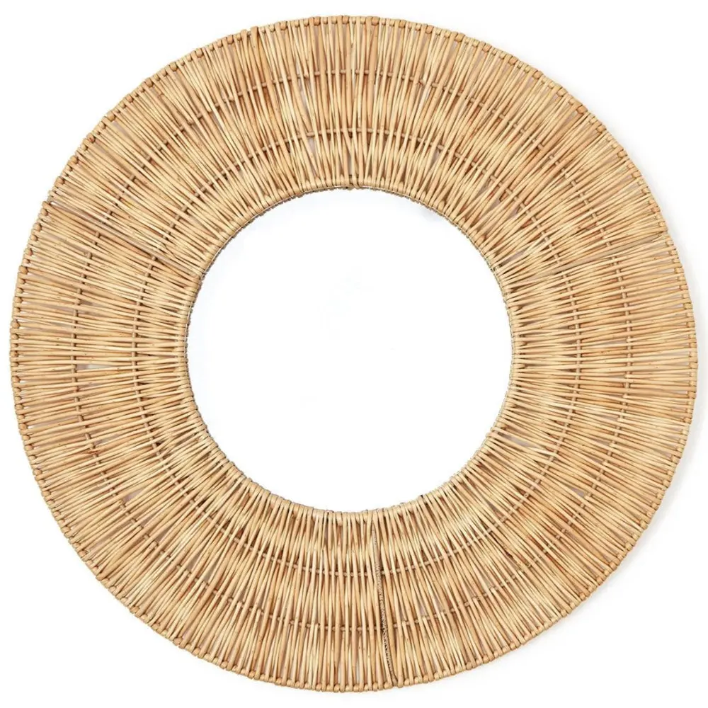 Hand-Crafted Circular Wicker Wall Mirror - 23.25" 1