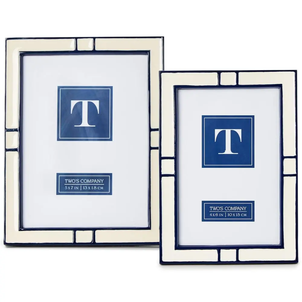 Navy & Cream Enameled Aluminum Photo Frame 1