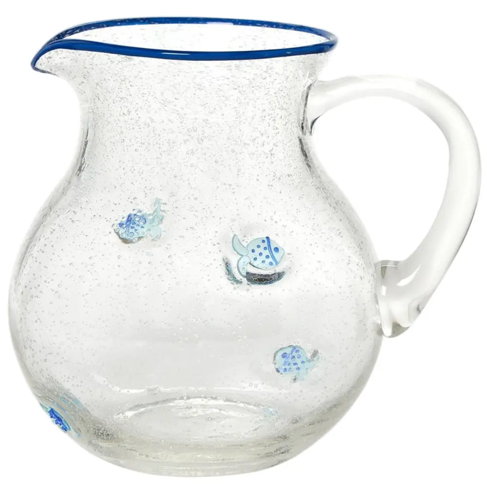 Hand-Painted Highball Fish Bubble Pitcher - 100 Oz. 1