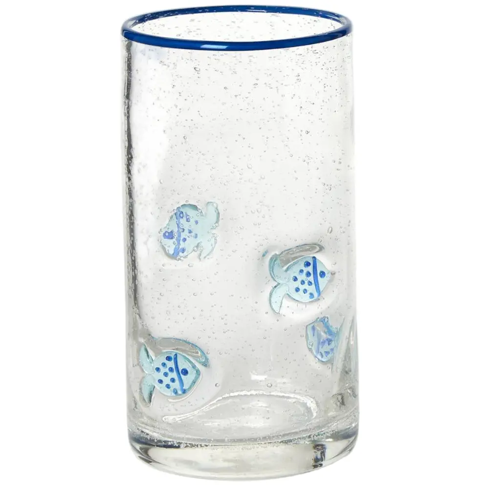 Hand-Painted Highball Fish Bubble Glass - 18 Oz. 1