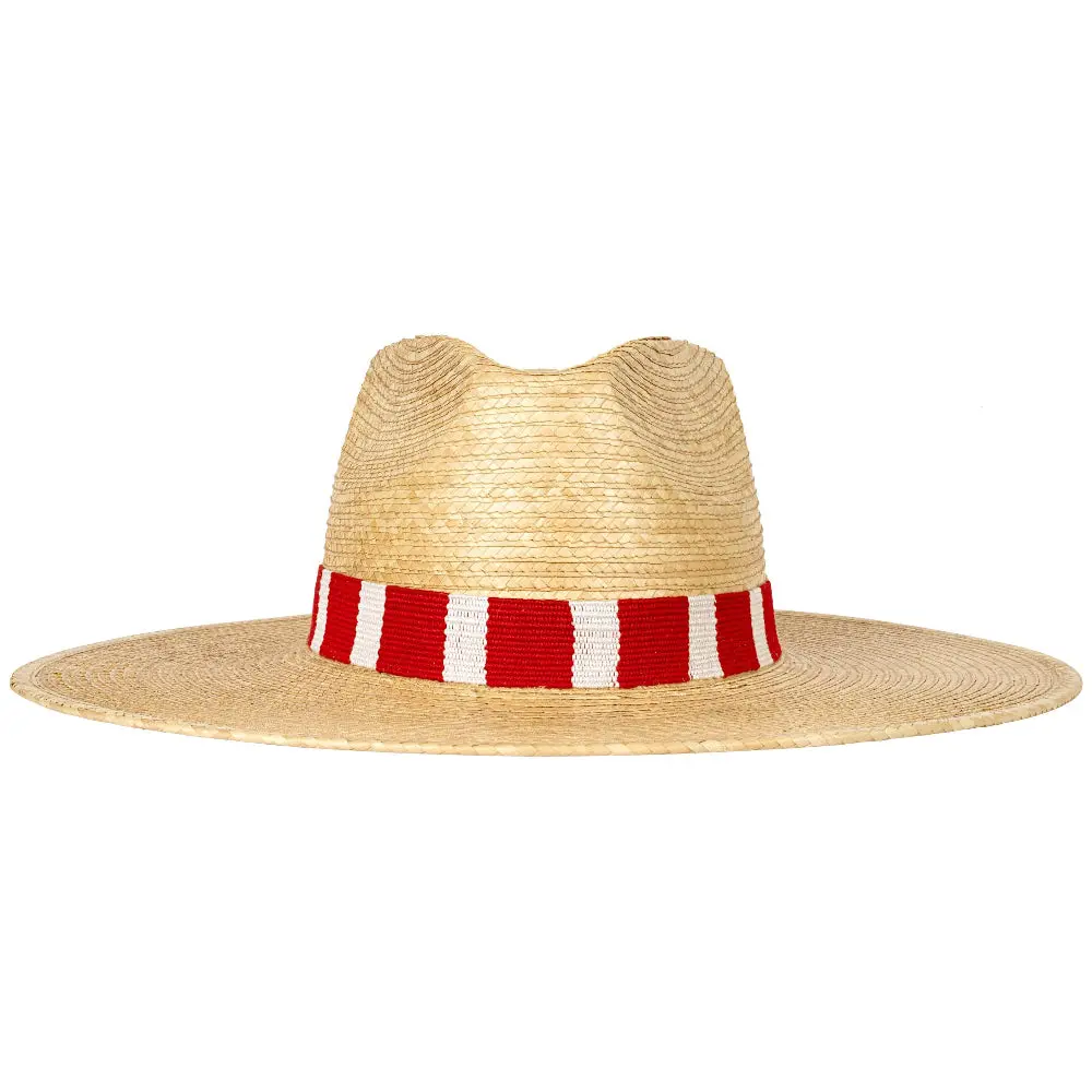 Sunshine Tienda Red & White Woven Palm Hat 1