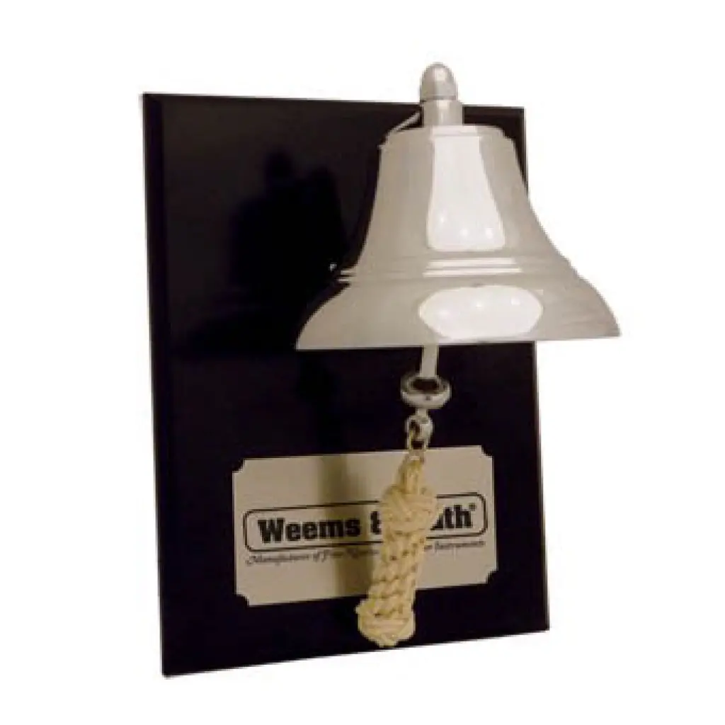 Weems & Plath Brass Bell On Mahogany Plaque 1