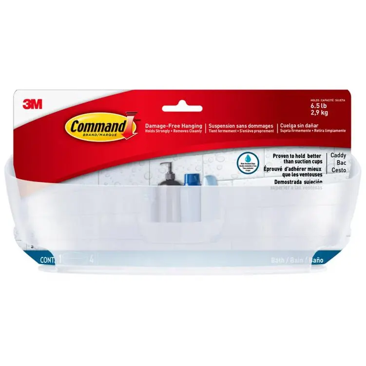 3M Command Stick-On Plastic Shower Caddy - 4.75" X 11.4" 1