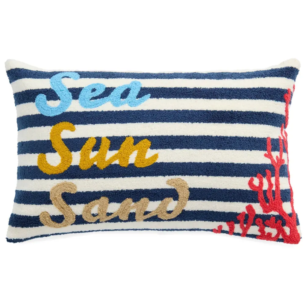 Shiraleah "Sea, Sun, Sand" Cotton Lumbar Pillow - 12" X 18" 1