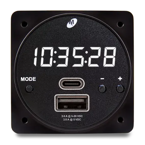 Mid-Continent Chronos Ch93max Digital Clock/Max Power Usb Charger- 28V, Usb A/C 1