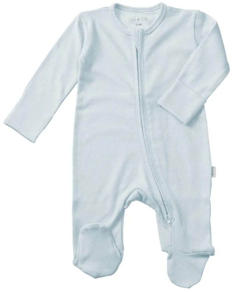 Ali + Oli Cotton 2-Way Zippered Baby Footie 1