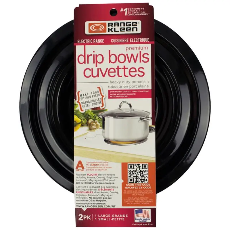 Range Kleen "A" Electric Stove Porcelain Drip Bowls - 2 Pc. (Sm/Lg) 1