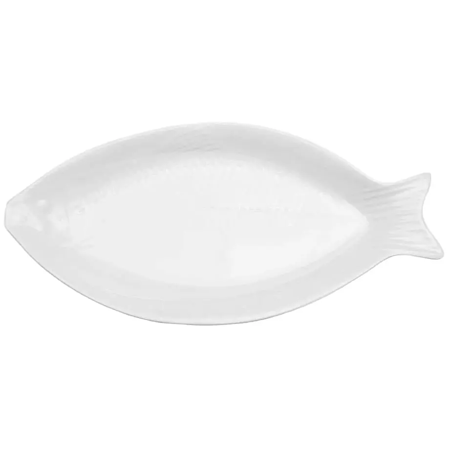 Q Squared White Melamine Fish-Shaped Platter - 11" X 23" 1