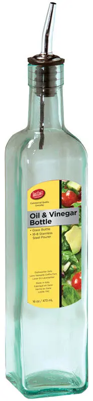 Tablecraft Glass Oil/Vinegar Bottle W/ Stainless Steel Spout - 16 Oz. 1
