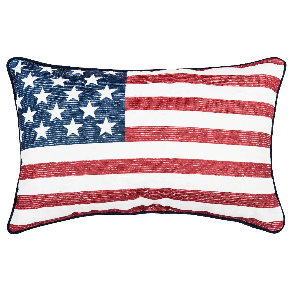 Us Flag Americana Throw Pillow - 14" X 22" 1