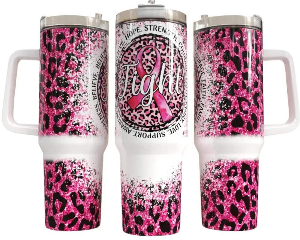 Jac Insulated Stainless Steel Tumbler (Breast Cancer Awareness) - 40 Oz. 2