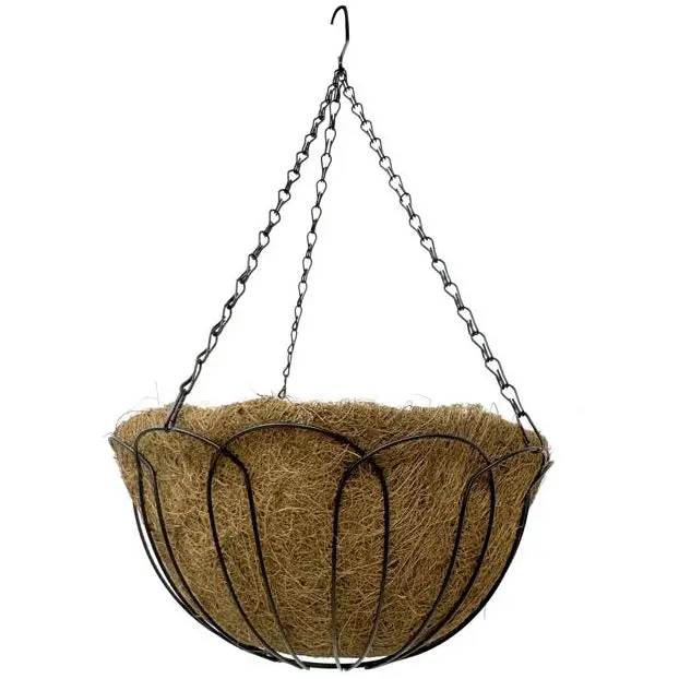 Living Accents Hanging Steel Plant Basket & Coco Liner - 12" & 14" 1