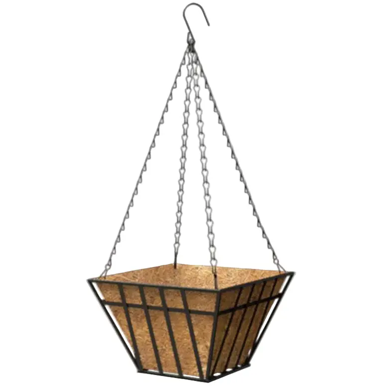 Living Accents Square Hanging Steel Plant Basket & Coco Liner - 14" 1