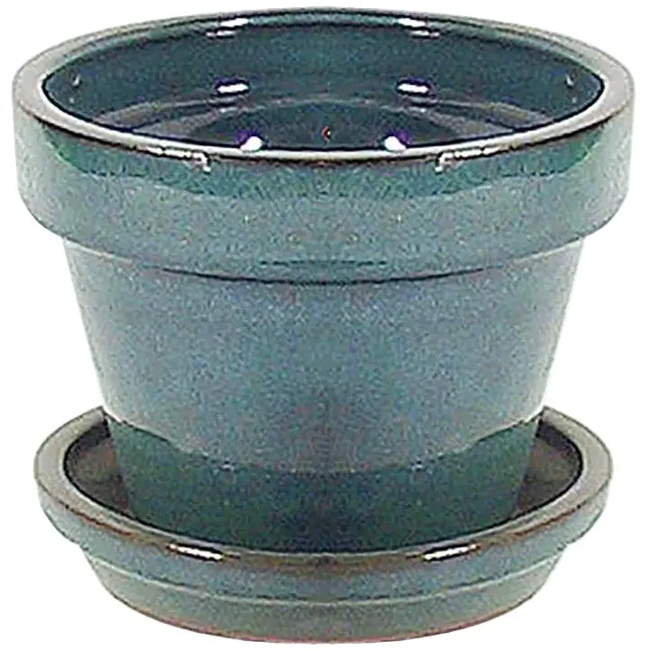Border Concepts Glazed Ceramic Planter & Saucer - 7.25" 1