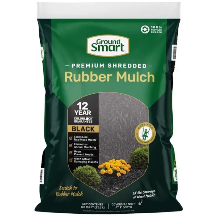 Ground Smart Shredded Rubber Mulch (Black) - 0.8  Cu. Ft. 1