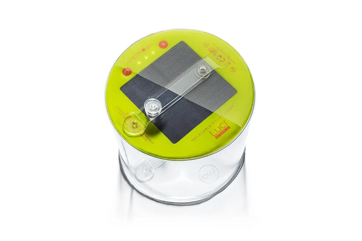 Luci Outdoor 2.0: Solar Inflatable Lantern In Clear/Green 1