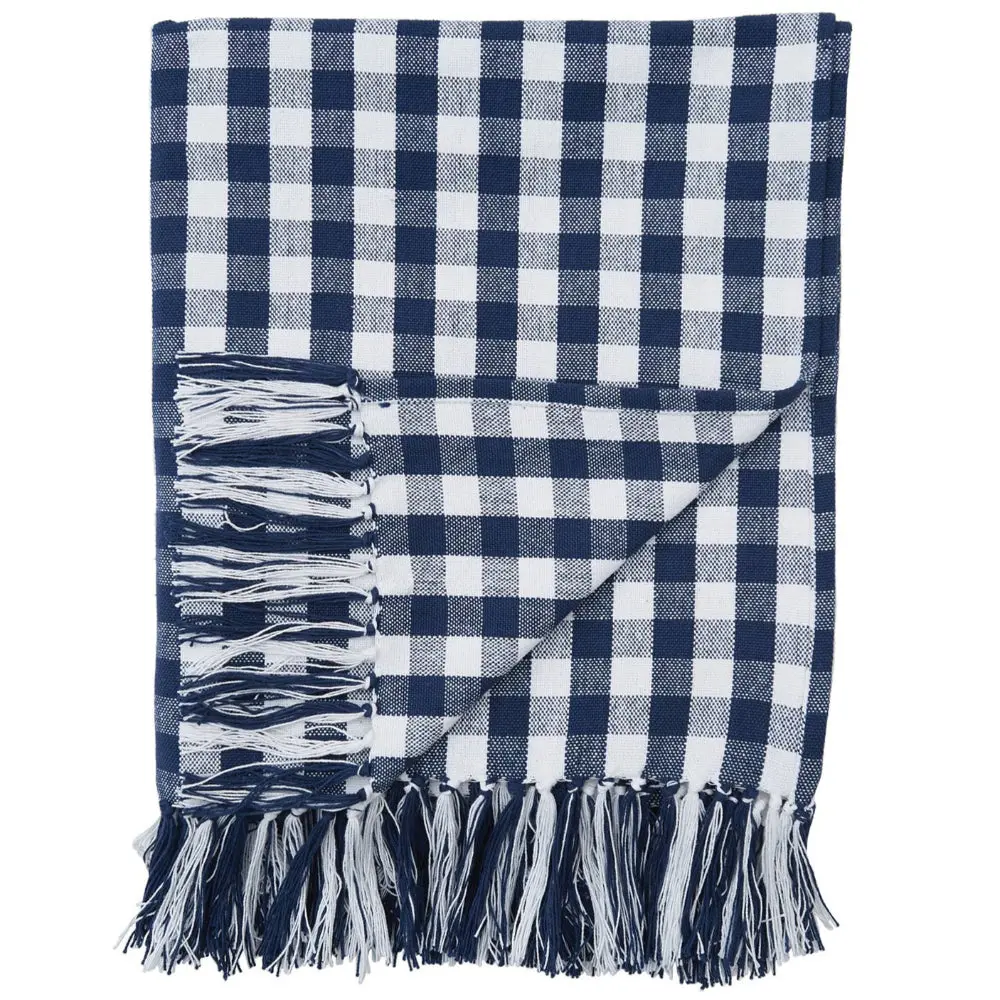 C&F Indigo Ashford Gingham Cotton Throw Blanket - 50" X 60" 1