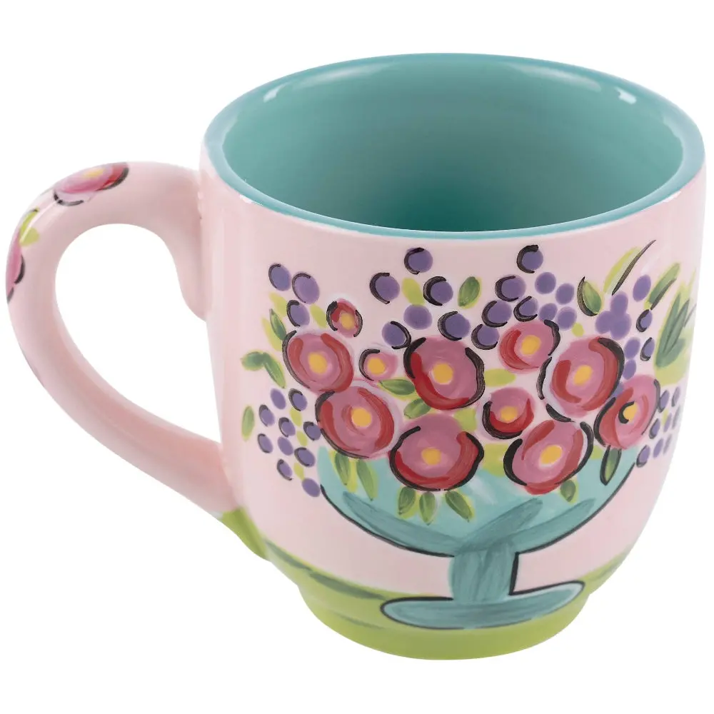 Glory Haus Ceramic Pink & Teal Floral Mug - 16 Oz. 1