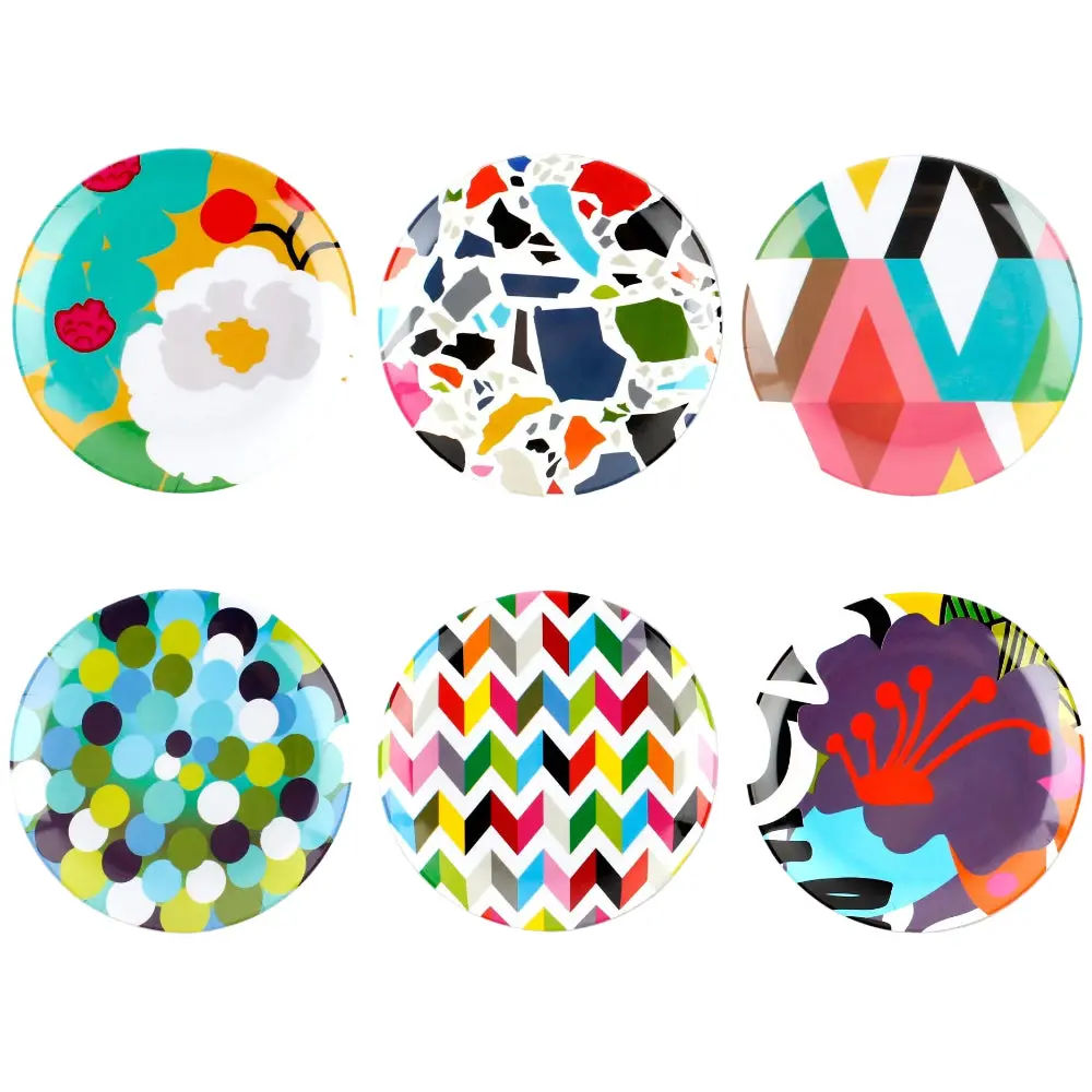 French Bull Abstract Melamine Appetizer Plates - 6 Pc. 1
