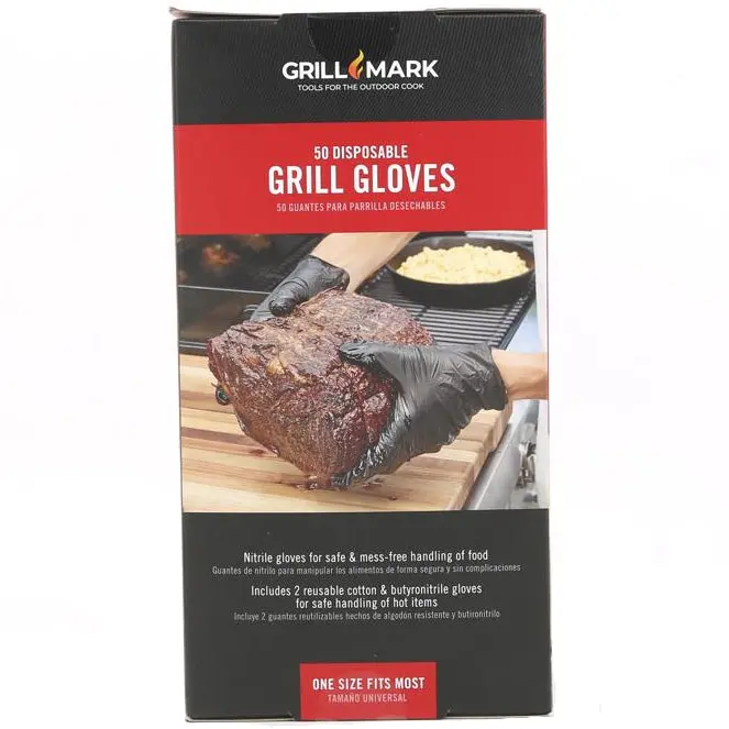 Grill Mark Disposable Latex-Free Nitrile Grill Gloves (Black) - 50 Pc. 1