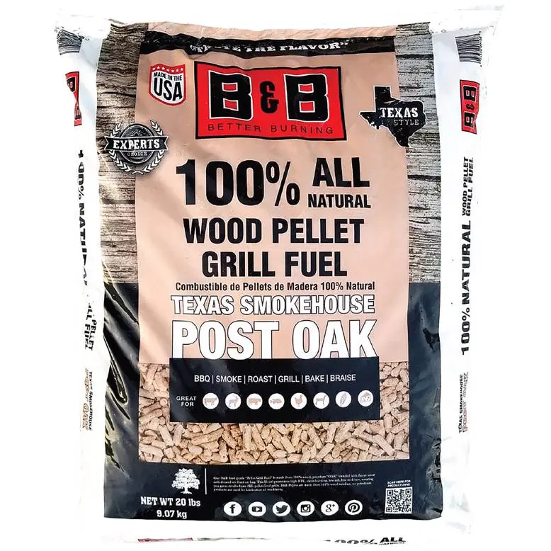 B&B Texas Smokehouse Post Oak Hardwood Pellets - 20 Lb. 1