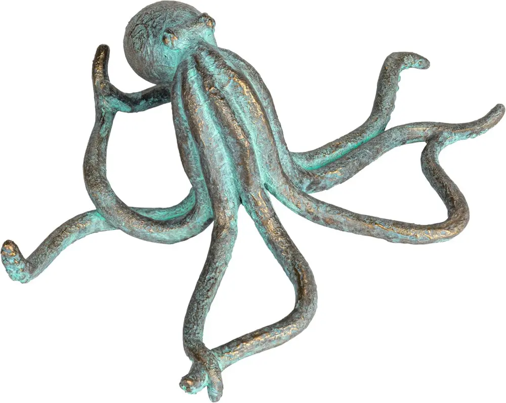Verdigris-Finished Resin Octopus Figurine - 8.5" X 12" 1