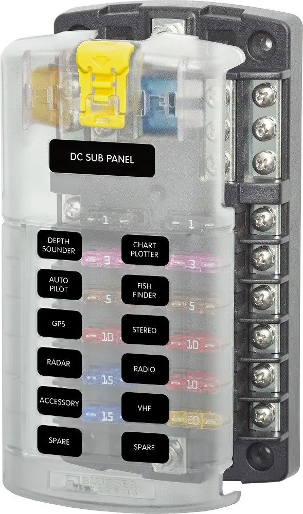 Blue Sea System St Blade Fuse Block - 12 Circuits With Negative Bus And Cover 1
