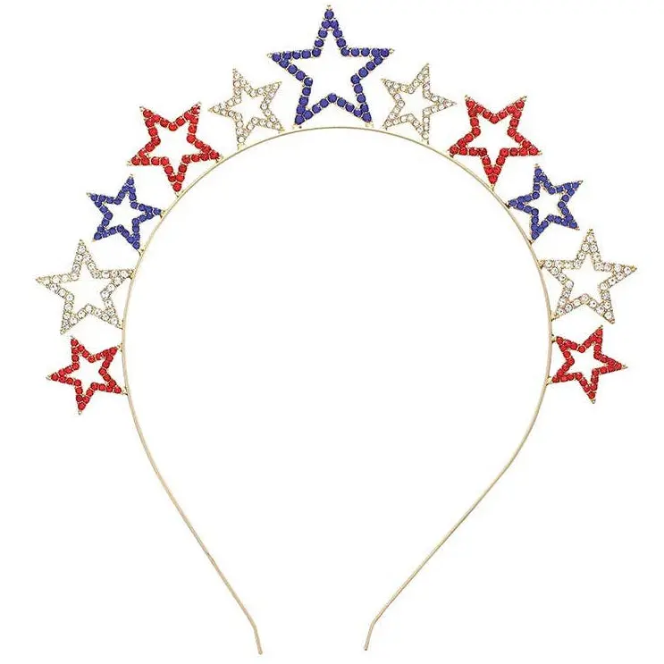 Slant Patriotic Metal Stars Headband 1