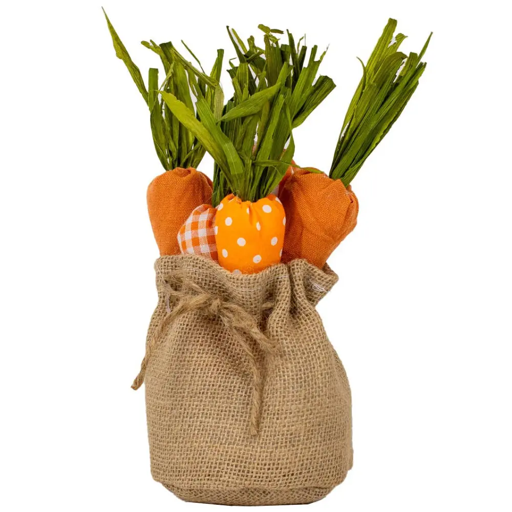Royal Standard Mini Burlap Sack & Carrots Decoration - 9" 1