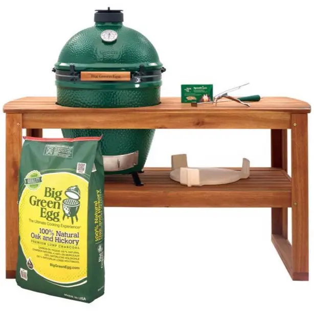 Big Green Egg Large Egg Grill & Acacia Table Package 1