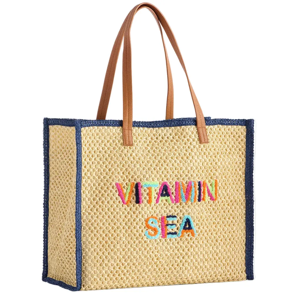 Shiraleah Paper Straw Market Tote - 8.5" X 14" X 17" 2