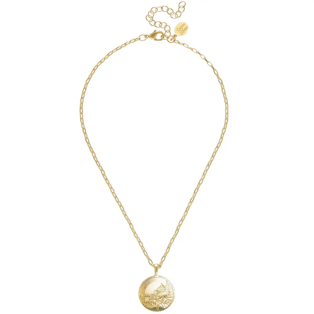 Susan Shaw Gold Tobacco Leaf Pendant Chain Necklace 1