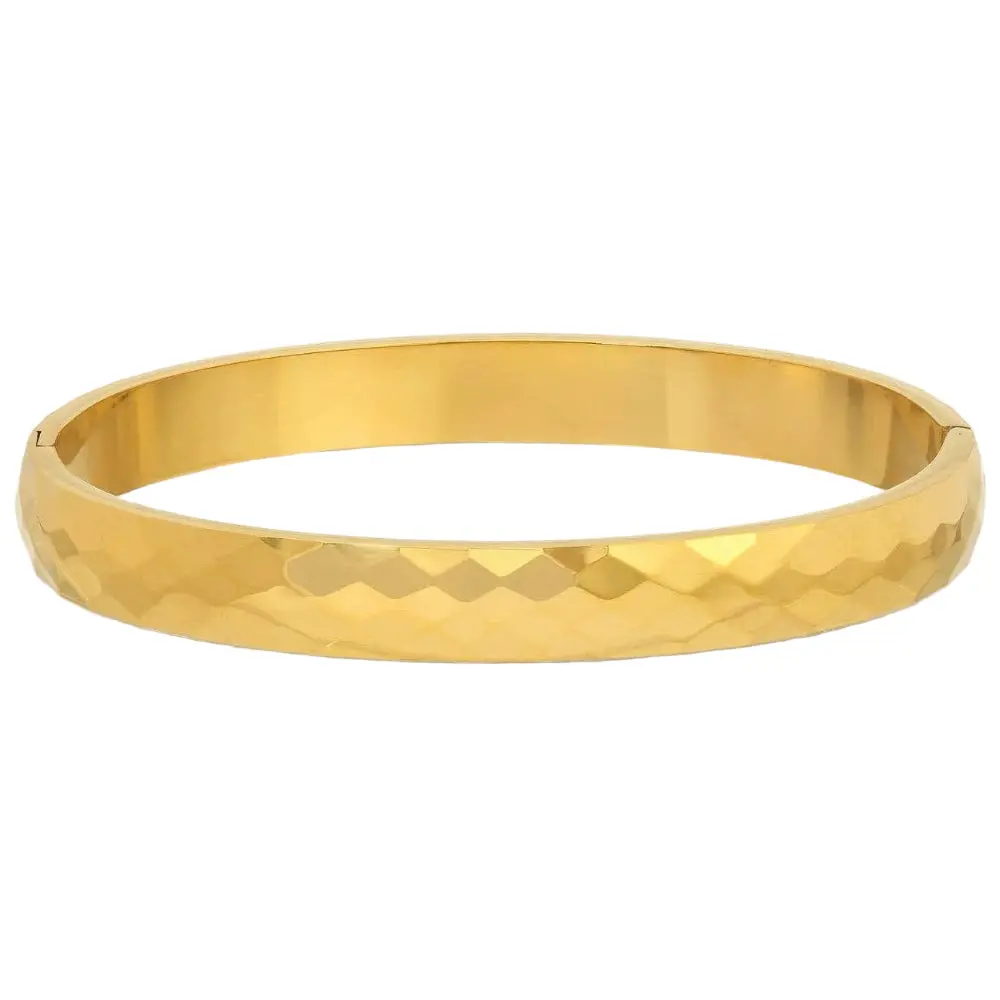 Splendid Iris Gold Pvd Plated Textured Bracelet 1