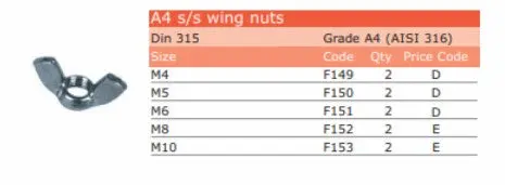 S.S.A4 Wing Nuts M5 1