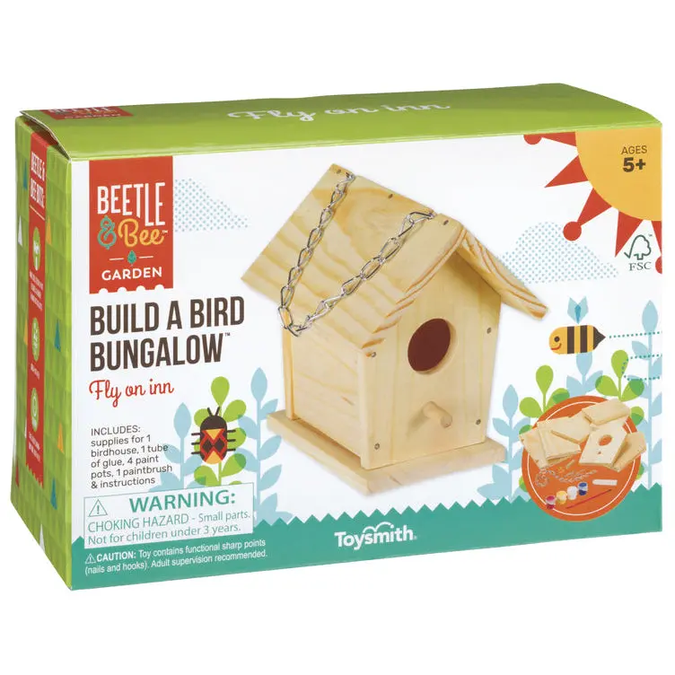 Toysmith Beetle & Bee "Build-A-Bird Bungalow" Wooden Birdhouse Kit 1