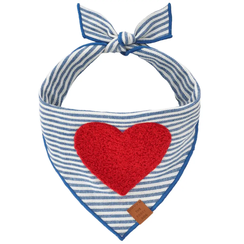 Foggy Dog Cotton Applique Bandana - Chenille Heart 1