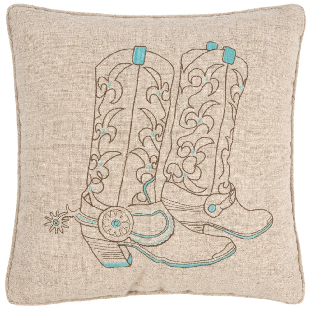 Embroidered Cowboy Boots Throw Pillow - 18" X 18" 1