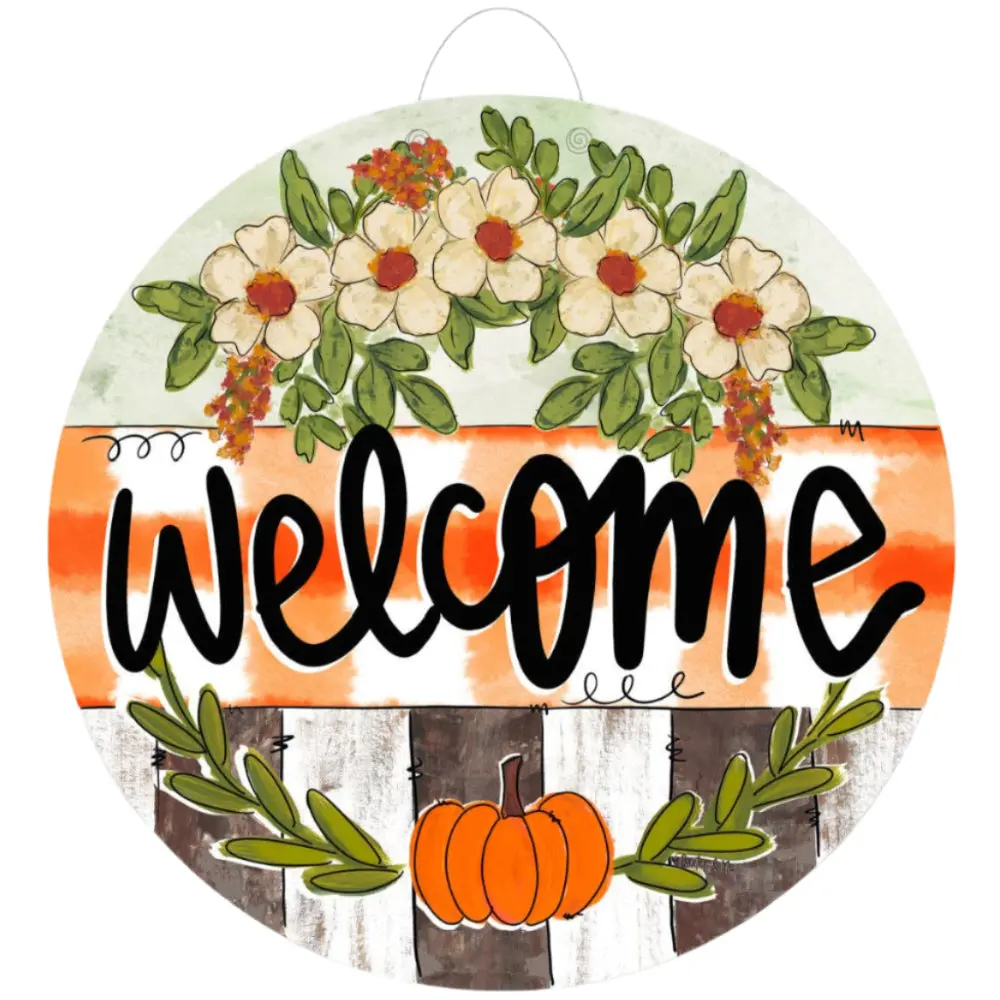 Baxter & Me "Welcome" Pumpkin Door Hanger - 23" 1