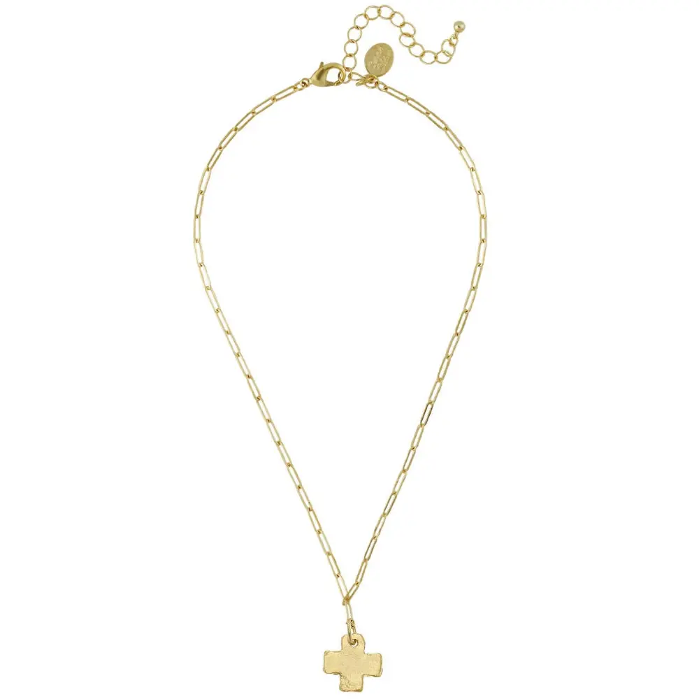 Susan Shaw Mini Cross Pendant Paperclip Necklace 1
