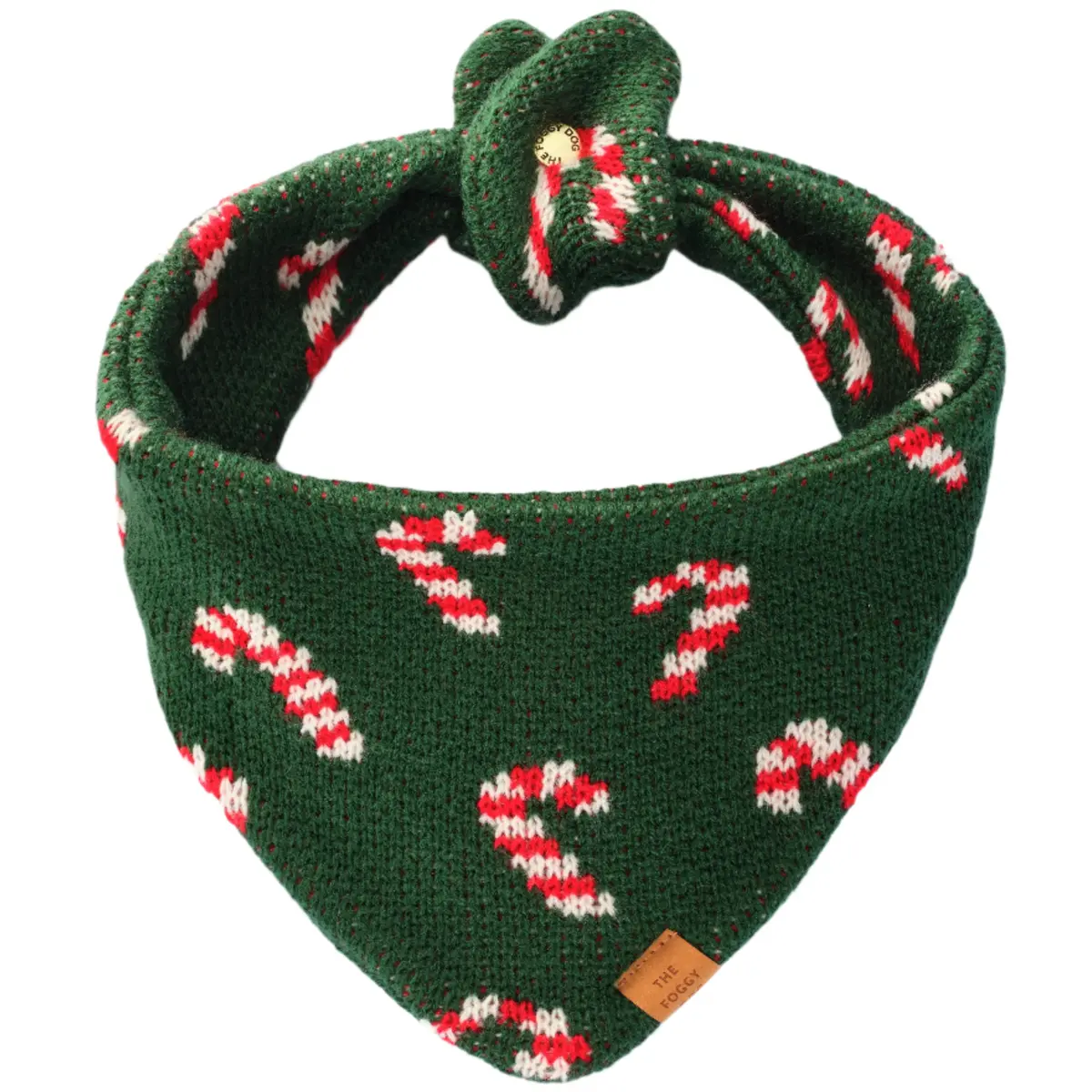 Foggy Dog Knitted Bandana - Candy Canes 1