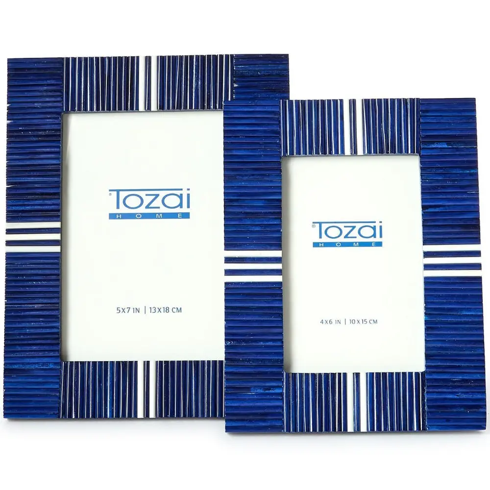 Tozai Simply Blue Stacks & Stripes Resin Photo Frames 1