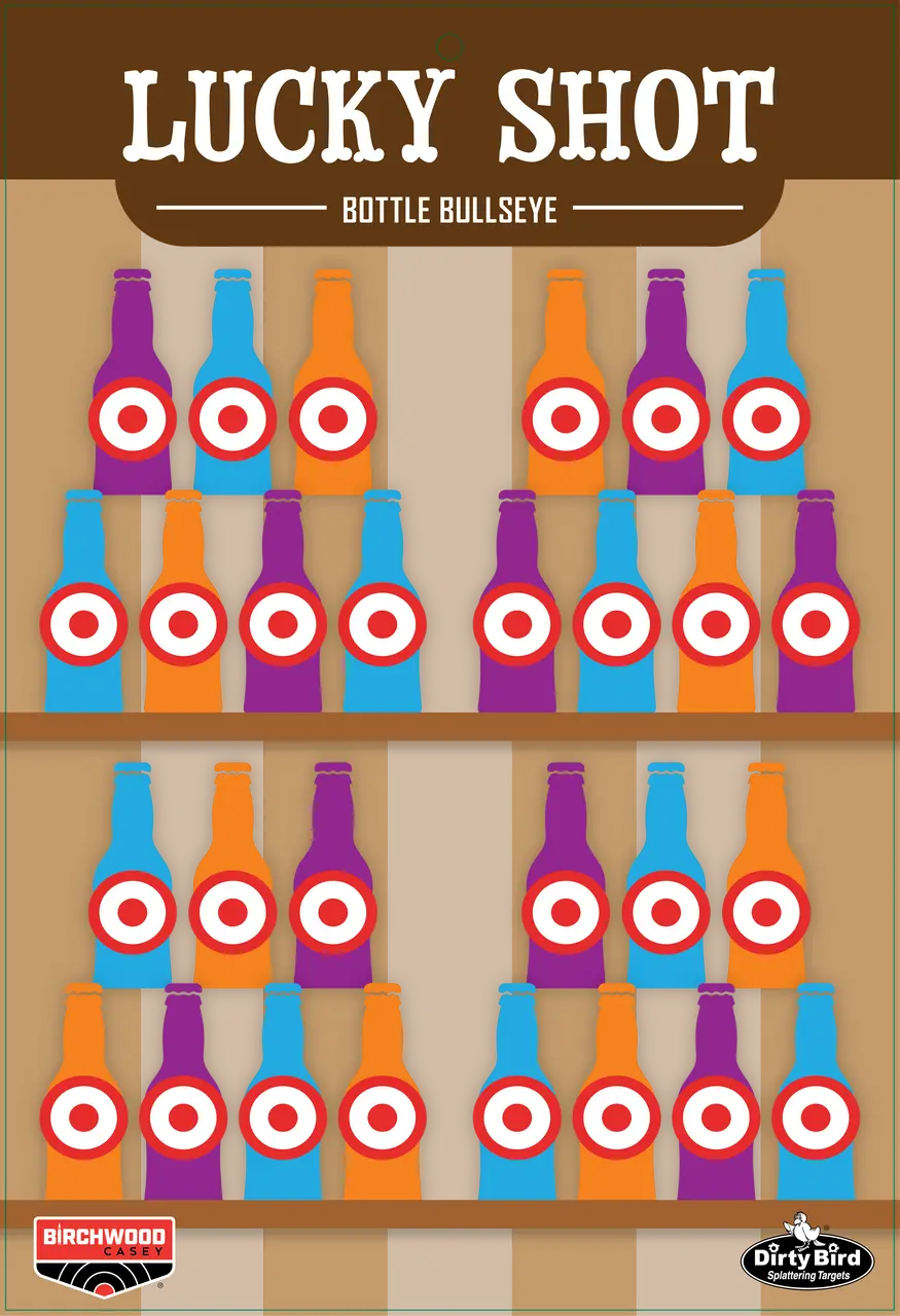 Birchwood Casey 12" X 18" Lucky Shot Bottles Dirty Bird Target 1