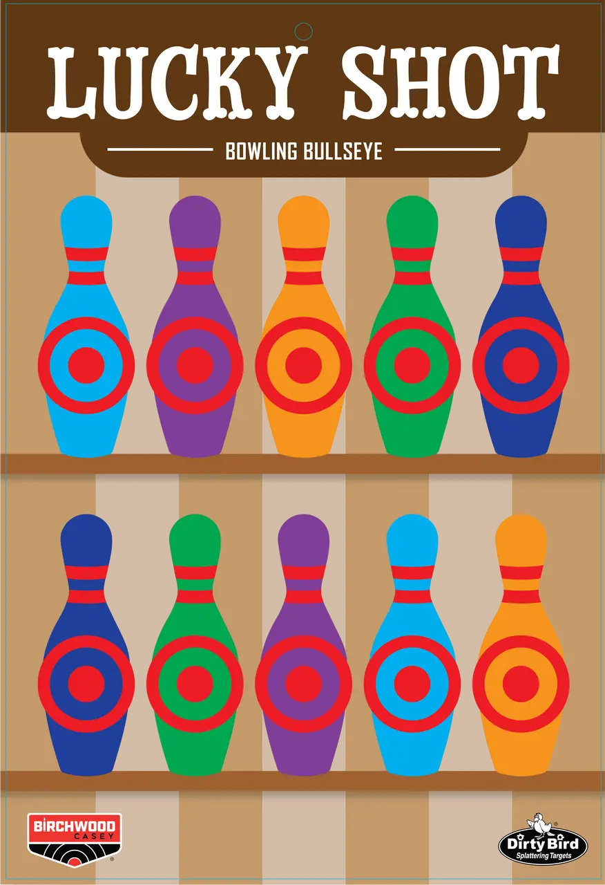 Birchwood Casey 12" X 18" Lucky Shot Bowling Pins Dirty Bird Target 1