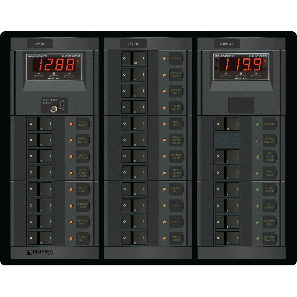 Blue Seas Systems 12/230V Dc/Ac 19/6 Pos. Panel 1