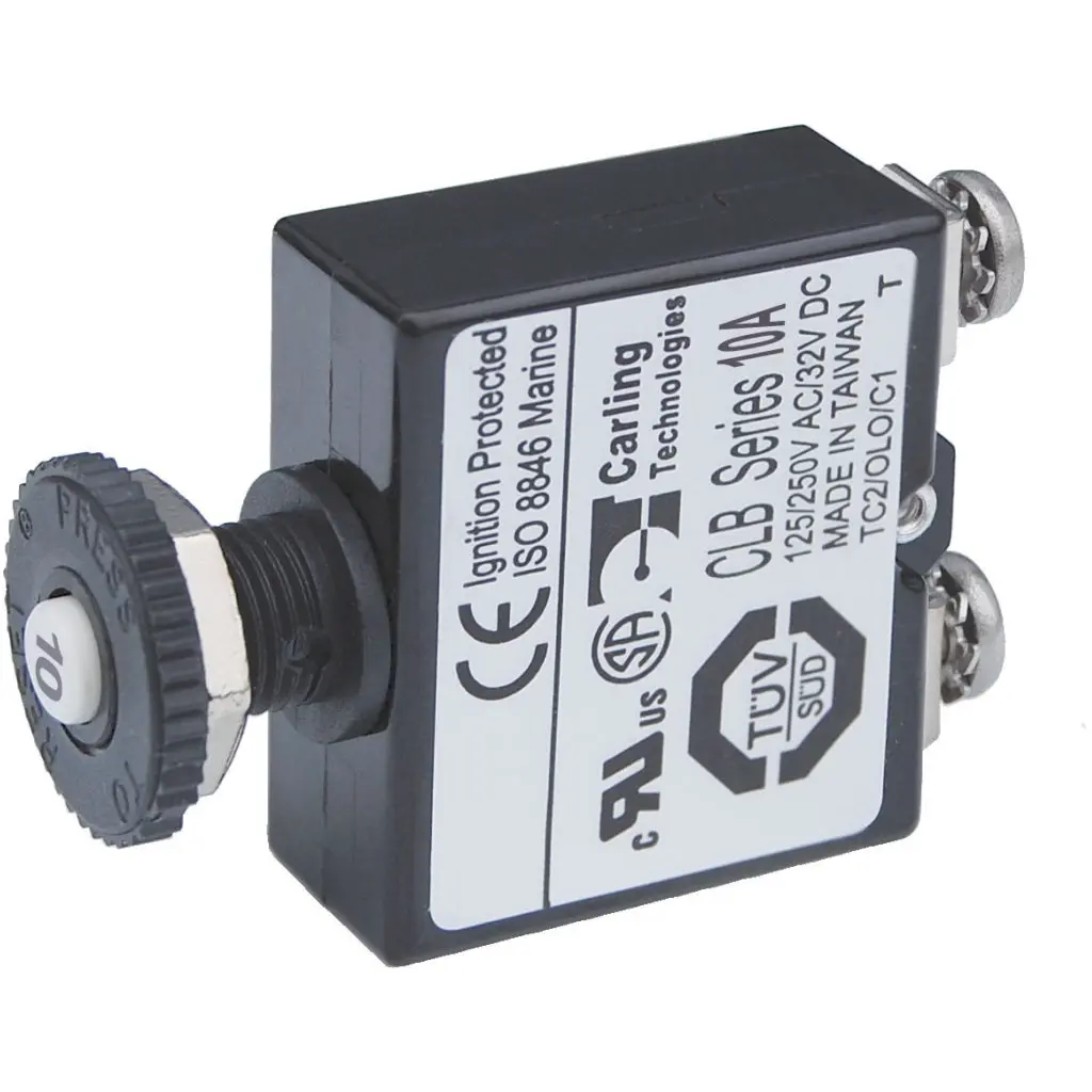 Blue Sea Push Button Circuit Breaker - 10A 1