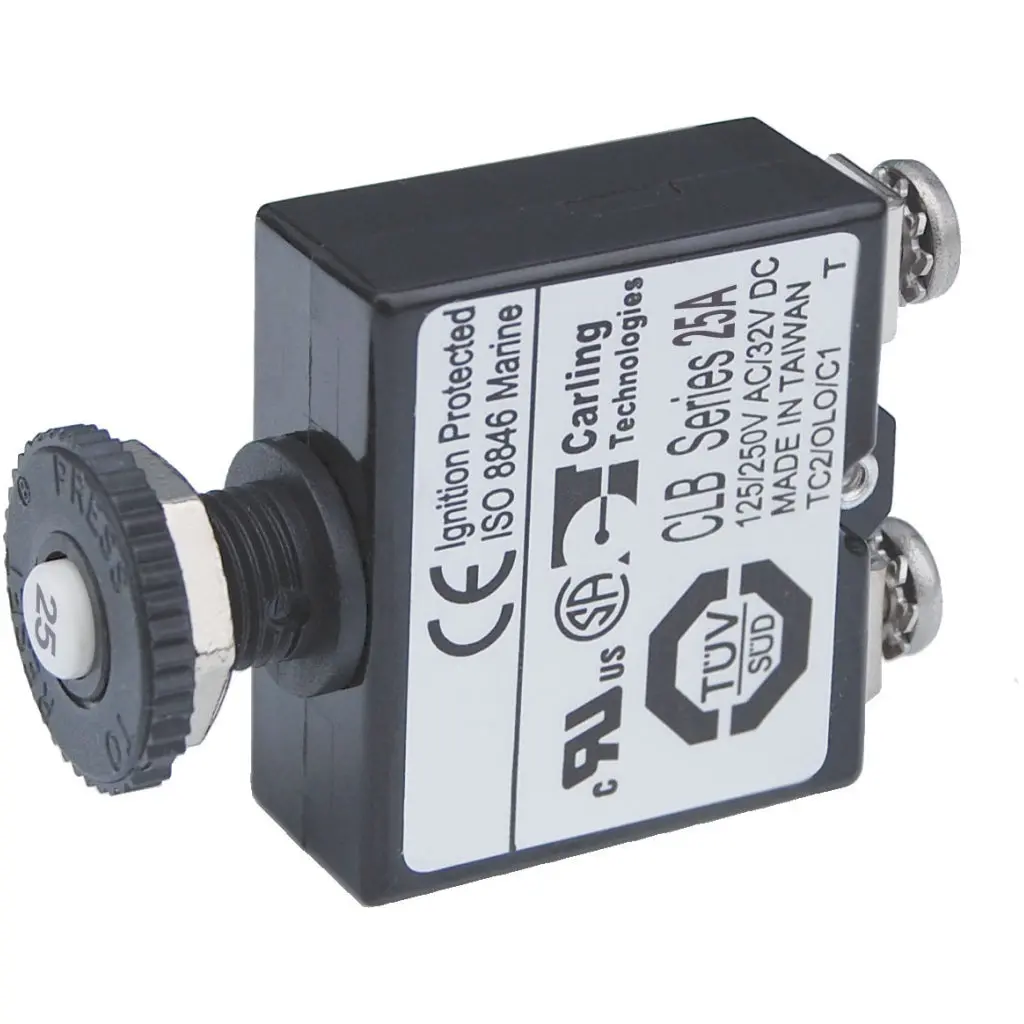 Blue Sea Push Button Circuit Breaker - 25A 1