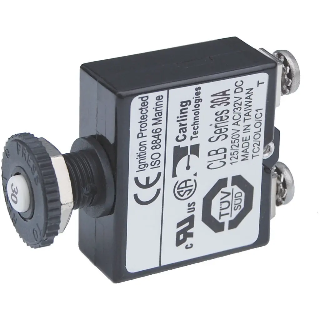 Blue Sea Push Button Circuit Breaker - 30A 1