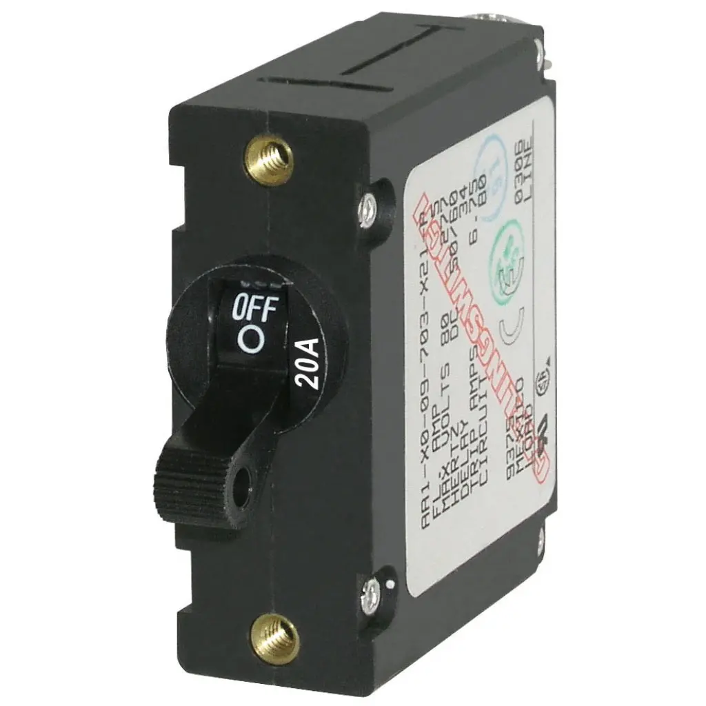 Blue Sea Single Pole Circuit Breaker - 20A Black 1